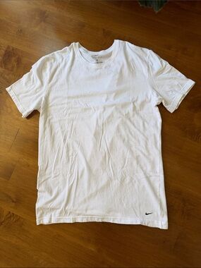 NIKE Dri-Fit White Short Sleeve Crew Tee with Swoosh